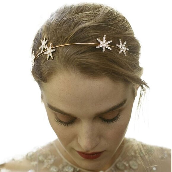 Crystal Headband Rhinestone Wedding Hair Accessories Gold Sparkly Adjustable main image 4